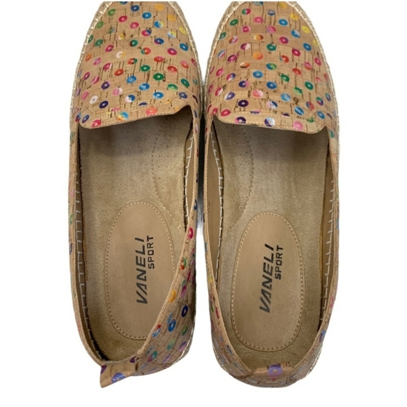 Vaneli Sport Niobe Tan Multicolored Cork Espadrille Flats 11 Wide Van Eli - Picture 6 of 8